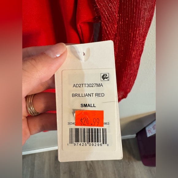 2/$20 89th & Madison Vivid Red Blouse with Sheer Sleeves - Picture 4 of 7